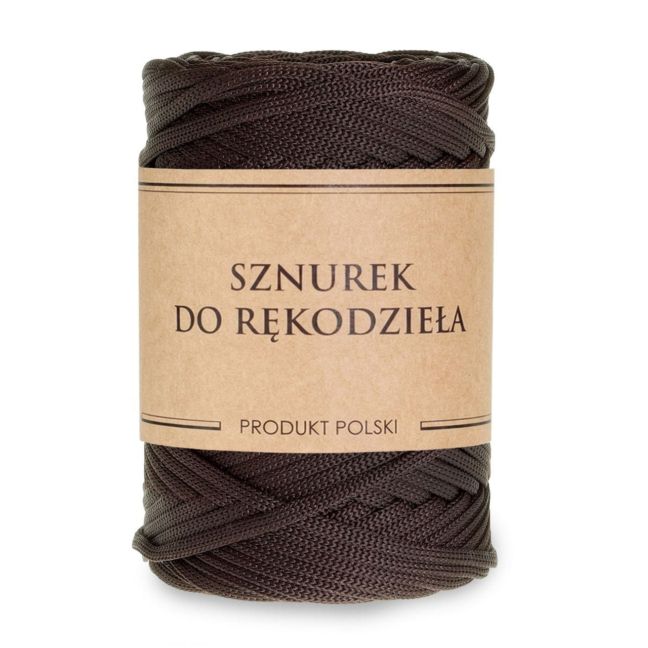 Sznurek POLIESTROWY Płaski do rękodzieła makramy BRĄZOWY 5mm 100m