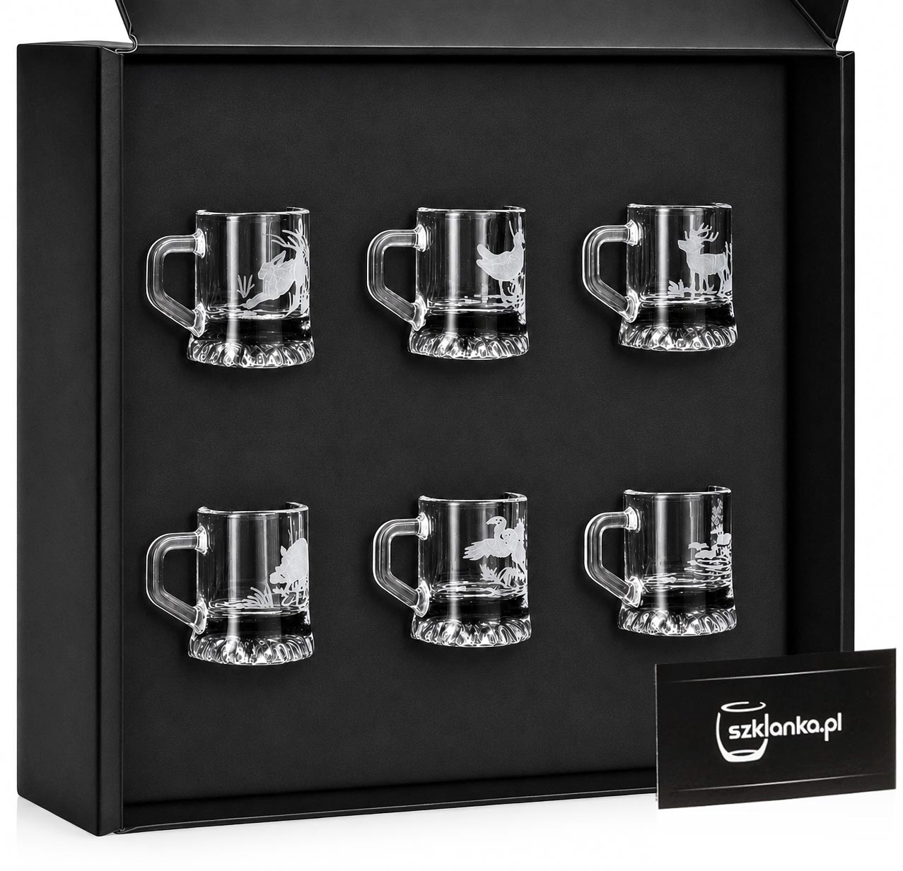 Kieliszki do wódki "Myśliwskie" (Kufelki) 25 ml 6 szt. w pudełku Szklanka.pl